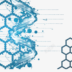 计算机编码蓝色基因组分子结构矢量图高清图片
