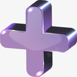 紫色加号立体加号高清图片