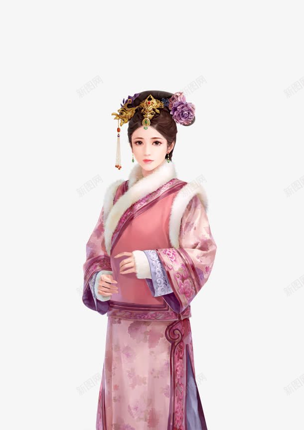 穿着华丽清朝妃子头饰png免抠素材_88icon https://88icon.com 华丽 头饰 妃子 格格帽子 清朝 清朝格格 穿着