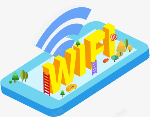 无线WIFI立体WiFi手机矢量图图标图标