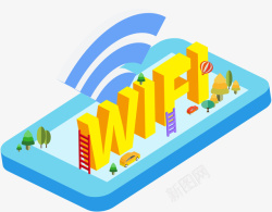 手机无线网络立体WiFi手机矢量图图标高清图片