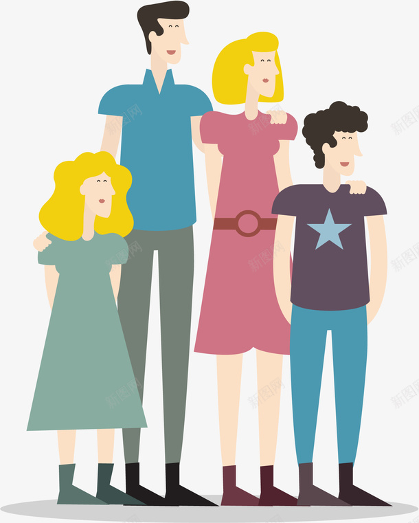 全家福矢量图ai免抠素材_88icon https://88icon.com 儿女双全 全家福照片 卡通family 四口之家 团聚 夏天 外国人 我的家人 温馨全家福 矢量图