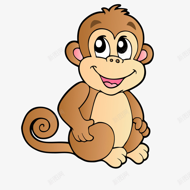 卡通可爱的小猴子矢量图ai免抠素材_88icon https://88icon.com 动物设计 卡通 可爱 大眼猴 大眼睛 小猴子 手绘 水彩 矢量图 美猴