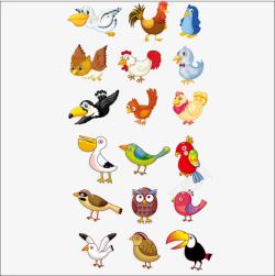 公鸡与母鸡可爱卡通家禽鸟类高清图片