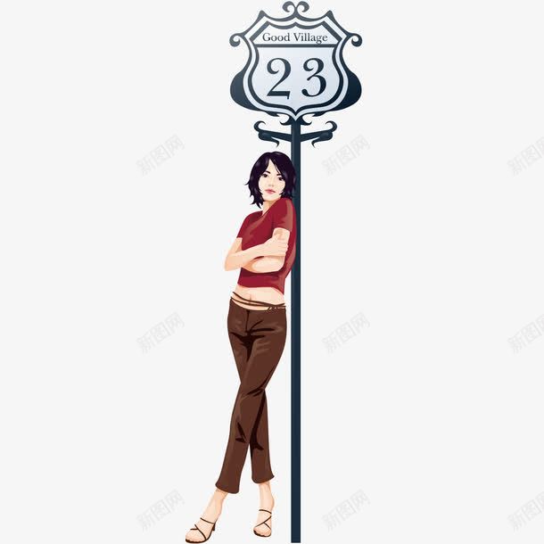 倚靠在站牌上的女性png免抠素材_88icon https://88icon.com 倚靠 女性 短发 短袖 站牌 装扮