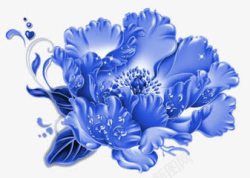 蓝色水晶牡丹花花朵素材