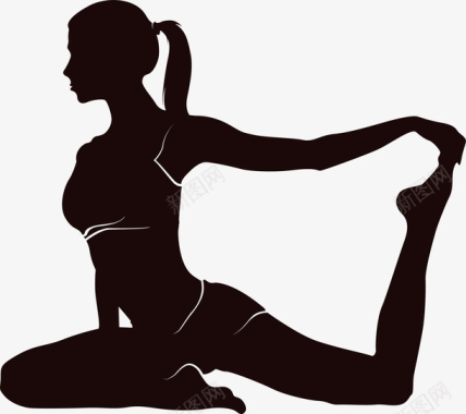 女性瑜伽运动跳舞的女孩黑色剪影图标图标
