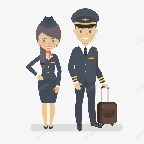 乘务员卡通png免抠素材_88icon https://88icon.com 乘务员 卡通 工作服 拖行李的男人 短裙 空姐 辫子