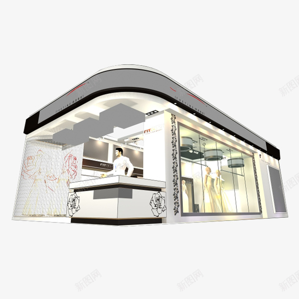 婚纱3D展厅psd免抠素材_88icon https://88icon.com 3D展厅 3D效果图 婚纱展厅 展览展示 简约时尚 纯白色调