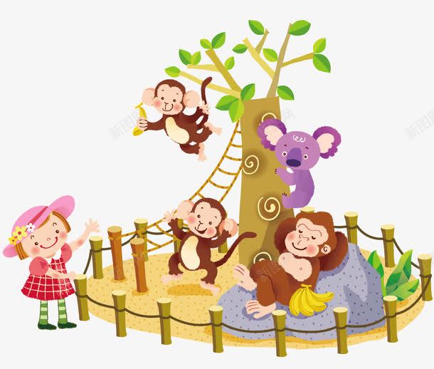 欢乐动物园png免抠素材_88icon https://88icon.com 动物园 卡通 卡通动物园 小动物 欢乐的动物 猴子 猴群