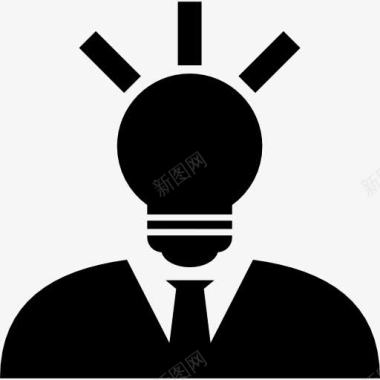 创新想法创意人的灯泡头图标图标