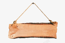 棕色大块木头挂着的木板实物素材