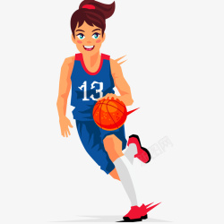 男篮球运动员运球插画女子篮球运动员插画高清图片