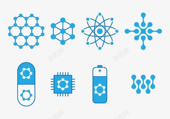 科技科学纳米技术的图标集图标