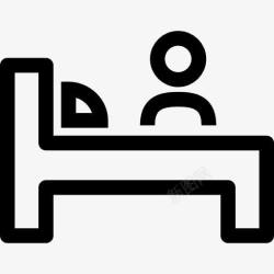 旅行和酒店的床的轮廓图标图标