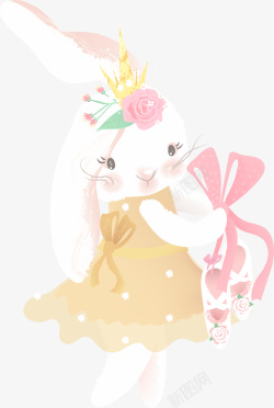 可爱粉色兔子手绘素材
