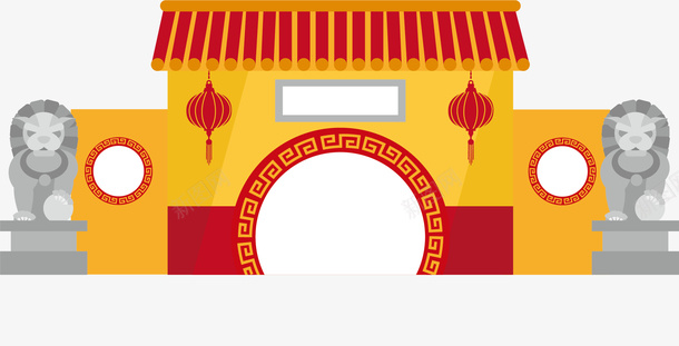 黄色门楼矢量图ai免抠素材_88icon https://88icon.com 北京钟鼓楼 古代牌楼 德阳钟鼓楼 灯笼 狮子 矢量图 西安钟鼓楼 钟鼓楼