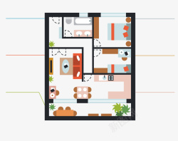 卡通简洁扁平化户型图矢量图素材