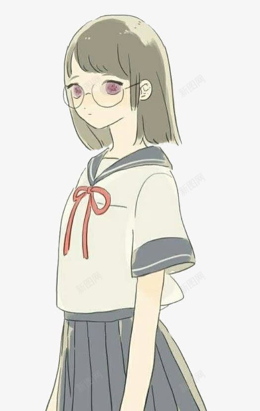 高中生女孩子png免抠素材_88icon https://88icon.com 制服 女孩 眼鏡 高中