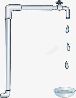 水管矢量水龙头滴出的水滴高清图片