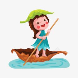 木舟划着小船的女孩高清图片