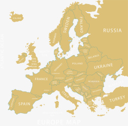 黄色欧洲城市地图素材