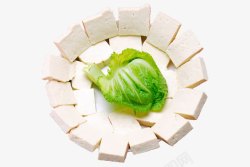白色青菜方块豆腐素材