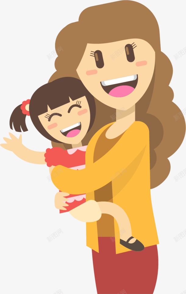 母亲节紧抱孩子的母亲png免抠素材_88icon https://88icon.com 可爱小女孩 妈妈 招手 母亲节 母爱 紧抱孩子的母亲
