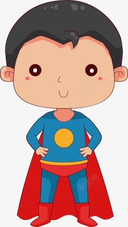 超人装扮的小男孩素材