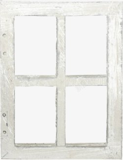 白色手绘木头窗框素材