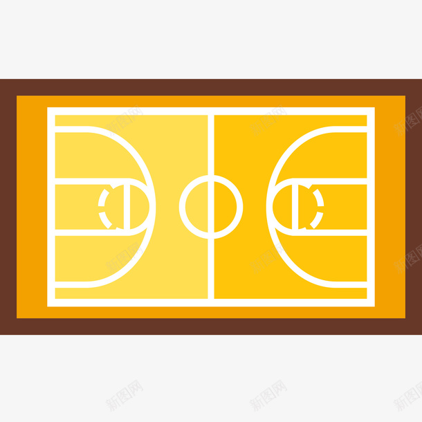 篮球场矢量图ai免抠素材_88icon https://88icon.com 休闲活动 体育场 活动场地 球场 矢量篮球场免抠PNG 篮球比赛 黄色 矢量图