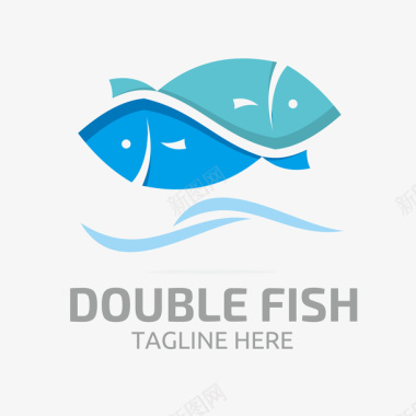 蓝色的蓝色小鱼的logo矢量图图标图标