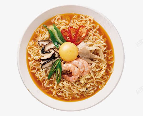 碗里的方便面料理png免抠素材_88icon https://88icon.com 基围虾 方便面 蛋黄 辣椒 香菇