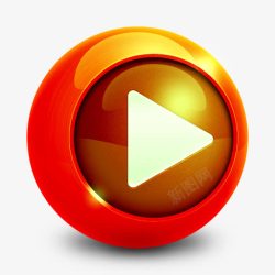影音图标橙色圆形立体影音播放器图标高清图片