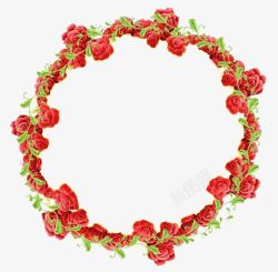 红色蔷薇花环素材