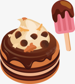 手绘复古咖啡免费下载巧克力蛋糕冰糕手绘可爱甜品高清图片