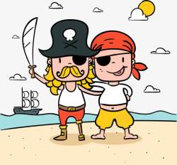 卡通手绘大航海时代海盗船长素材