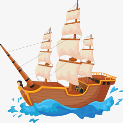 手绘海盗船矢量图素材