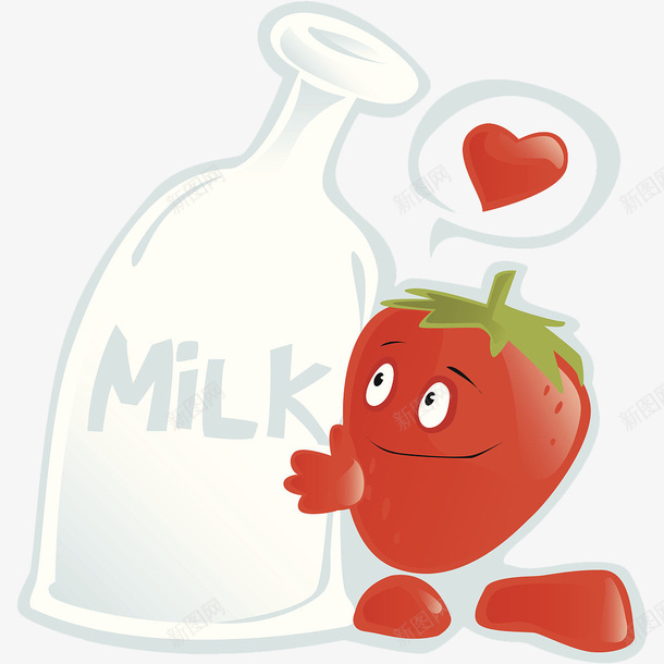 卡通草莓抱着牛奶瓶png免抠素材_88icon https://88icon.com 卡通 卡通牛奶瓶 宣传 广告 海报 爱心 牛奶 牛奶瓶 草莓 设计
