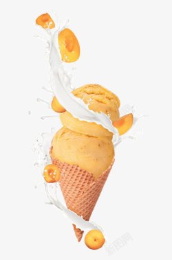 创意针线筒创意牛奶中的黄桃蛋筒高清图片