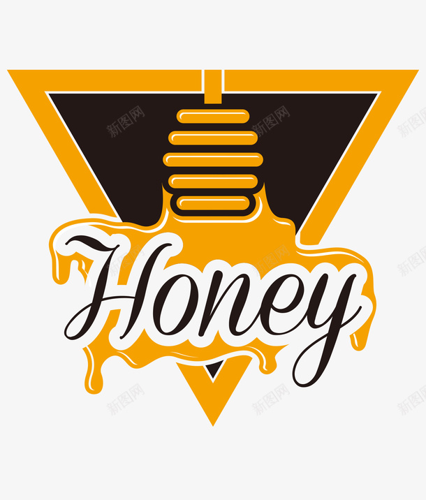 时尚蜂蜜标签png免抠素材_88icon https://88icon.com 倒三角 免扣png素材 蜂蜜 食物