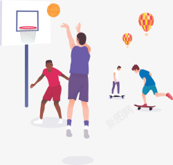 矢量打篮球的人全民运动打篮球的人高清图片