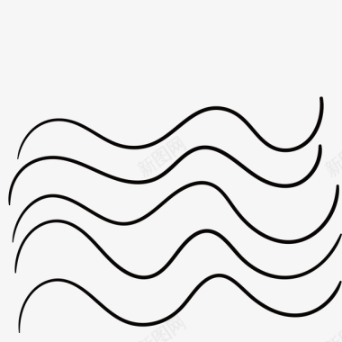 手绘线条蔬菜水的波浪线简单图案图标图标