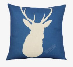 沙发靠垫蓝色小鹿抱枕高清图片