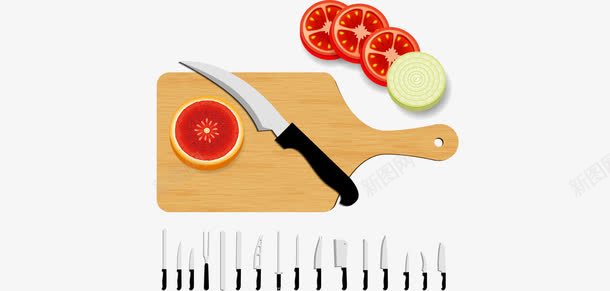厨房用具png免抠素材_88icon https://88icon.com 刀具 厨具 木质菜板 矢量素材