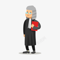 律师灰色黑色的卡通律师人物形象矢量图高清图片