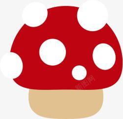 一朵红色白点小蘑菇素材