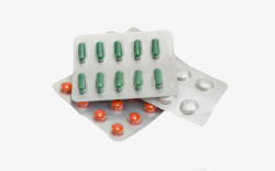 化学合成红绿白色治愈包装盒里的西药片实高清图片