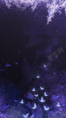 紫色梦幻蝴蝶H5背景背景