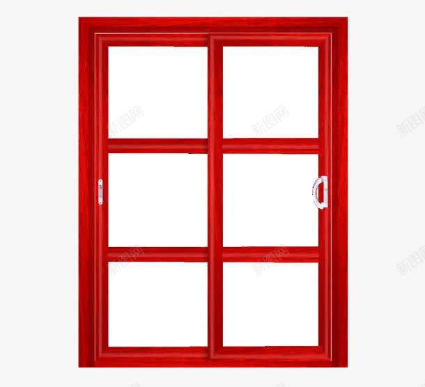 门窗红色框架玻璃窗png免抠素材_88icon https://88icon.com 玻璃窗 红色 门窗